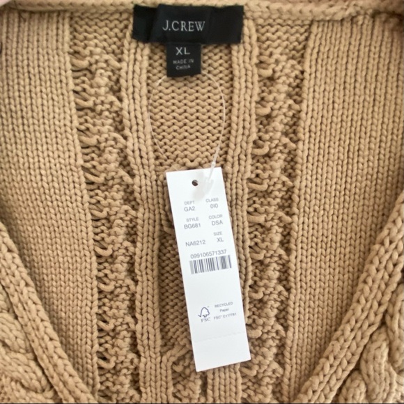 J CREW V Neck Cable-Knit Sweater Size XL - Picture 9 of 10